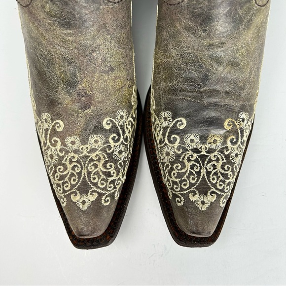 Corral Bone Color Floral Embroidered Feminine Western Cowboy Boot A1094 - Picture 3 of 14